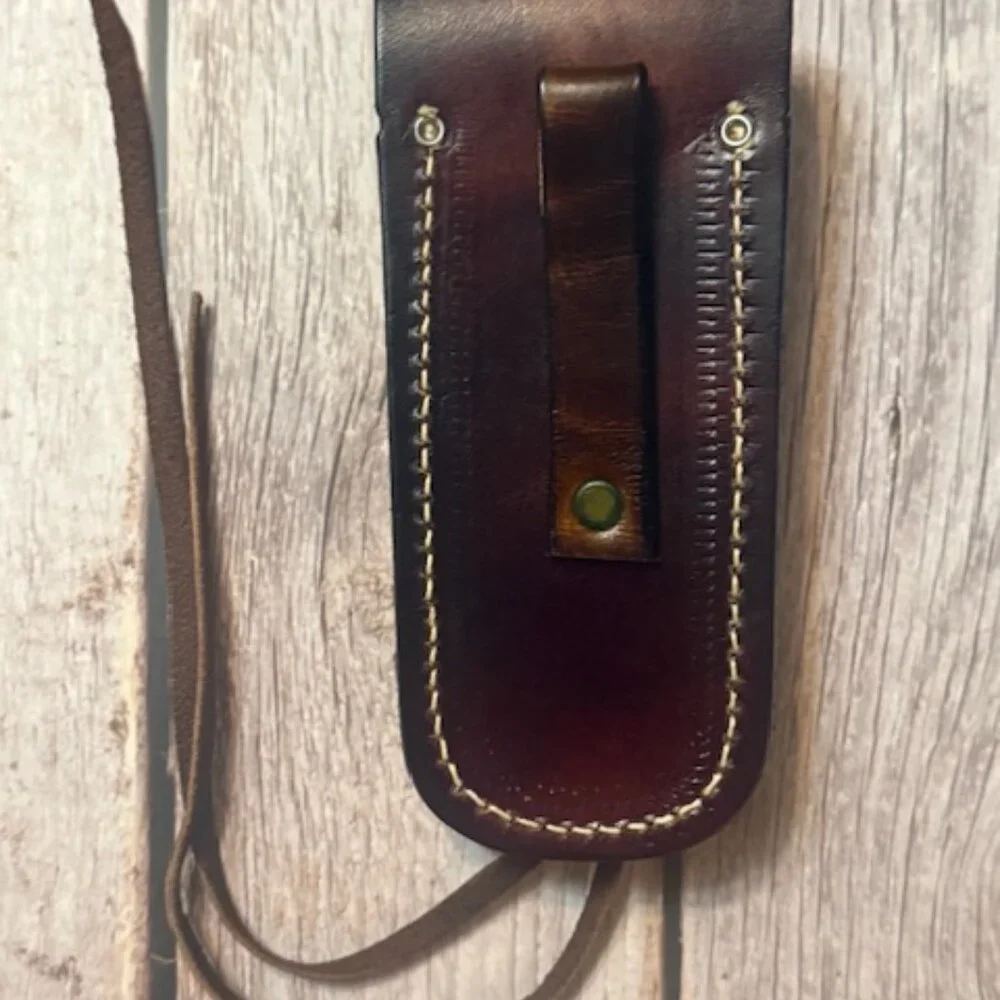 Vintage Tooled Leather Harley-Davidson Belt Loop Knife Sheath — Eagle Wing Desig